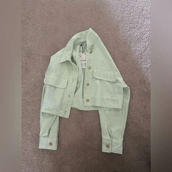 Zara NWT light green denim jacket - Picture 2 of 5